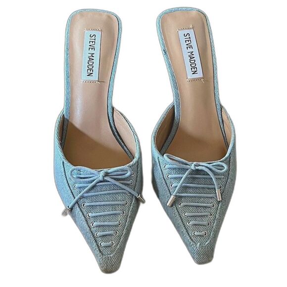 STEVE MADDEN Denim slip on heels - Picture 3 of 13